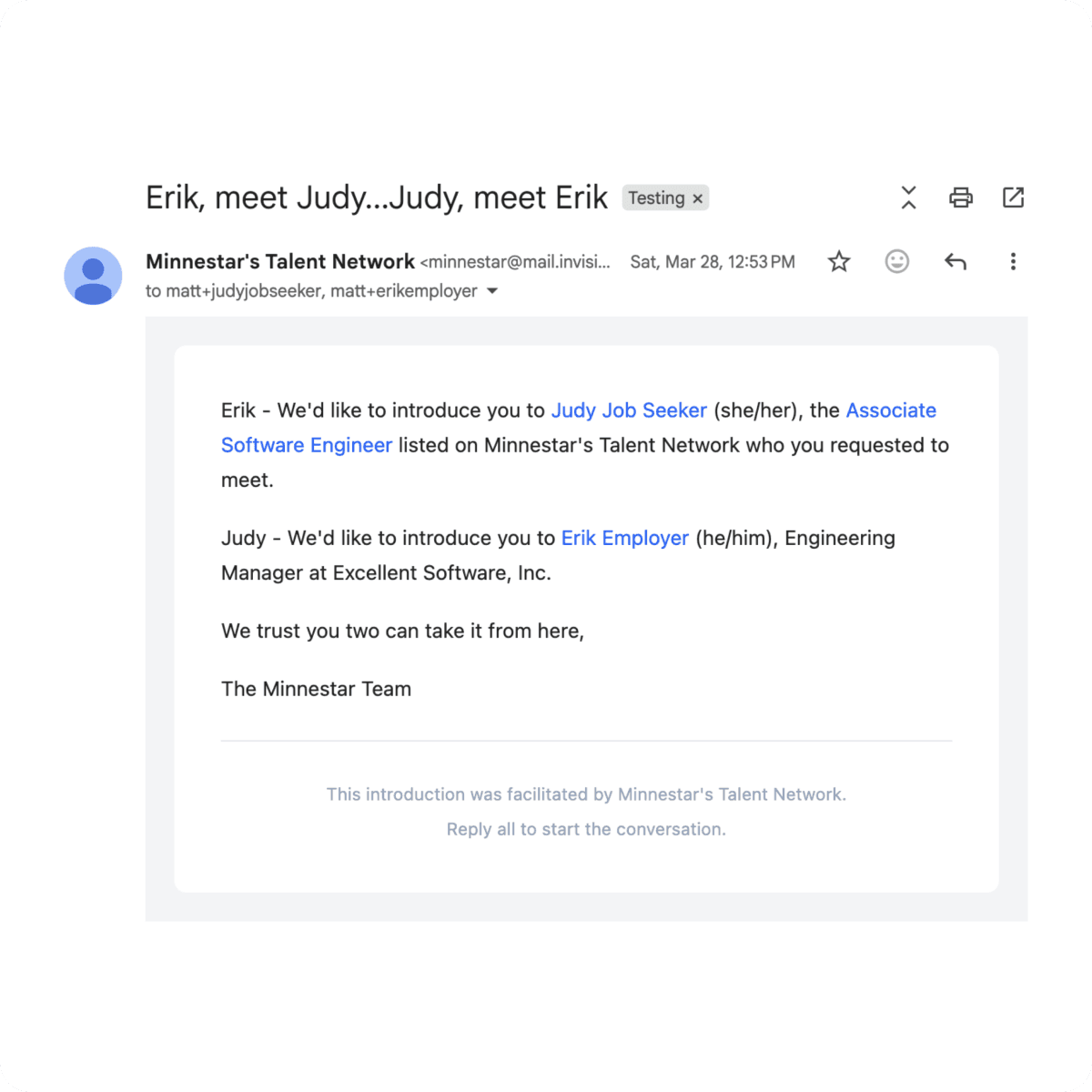 Personalized introduction email